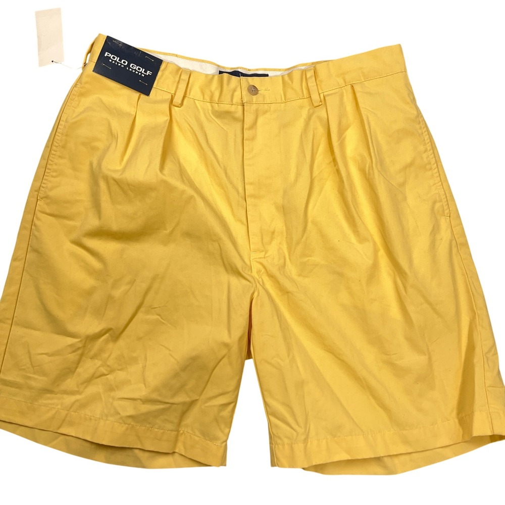 Polo Golf Ralph Lauren Shorts Mens 36 Yellow Golf Black Tag Classic Fit Preppy